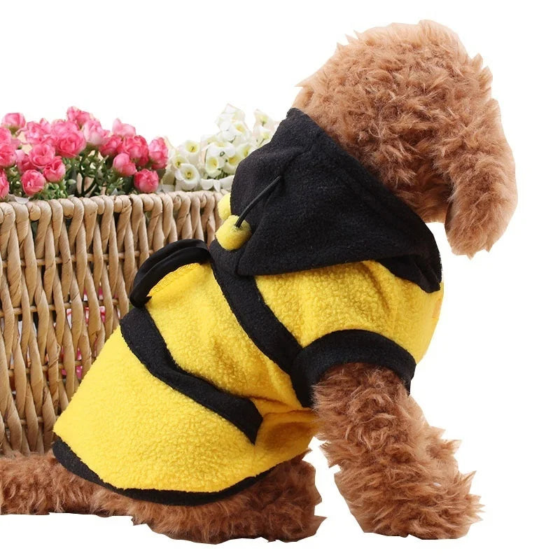 Bee Pet Puppy Coat Apparel Outfit Fleece Clothes Dog Cat Hoodie Fancy Costume  Halloween Cosplay Sweater Dog Hoodies
